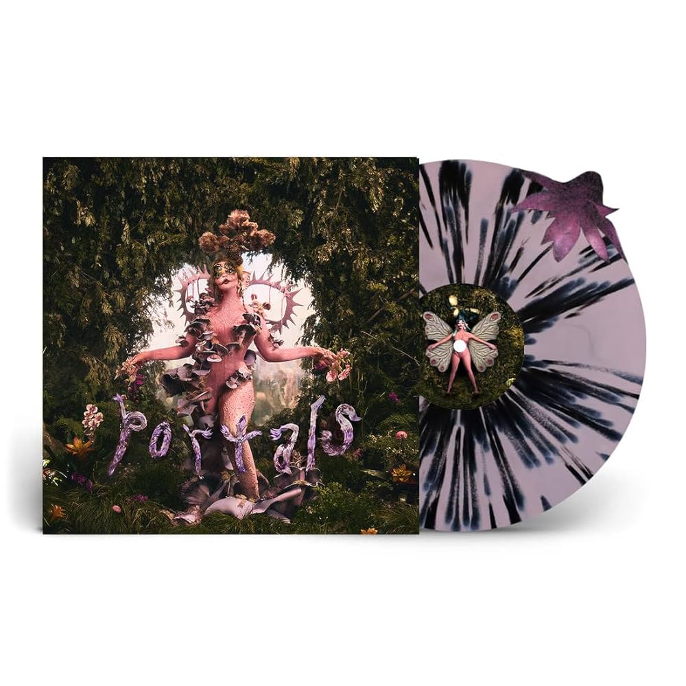 Vinilo de edición limitada en rosa bebé con remolinos negros de Melanie Martinez – PORTALS, marca Oh My Cd!
