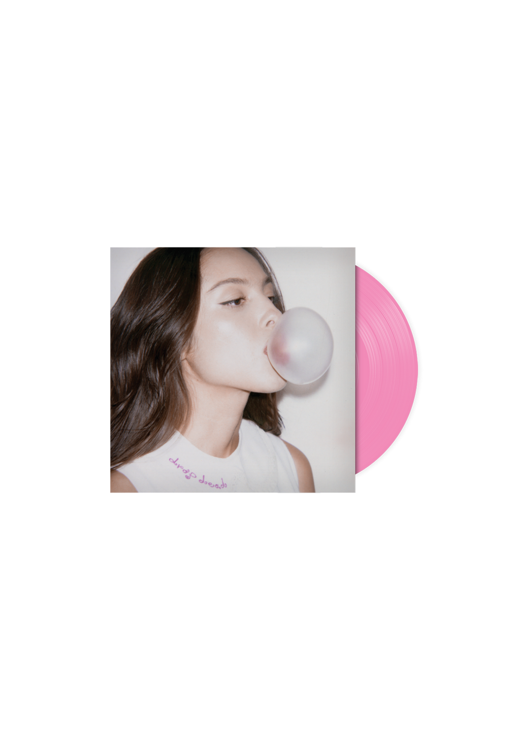 Vinilo 7” de Olivia Rodrigo, Drop Dead, con funda de cartón, en color chewing gum, de la marca Oh My Cd!