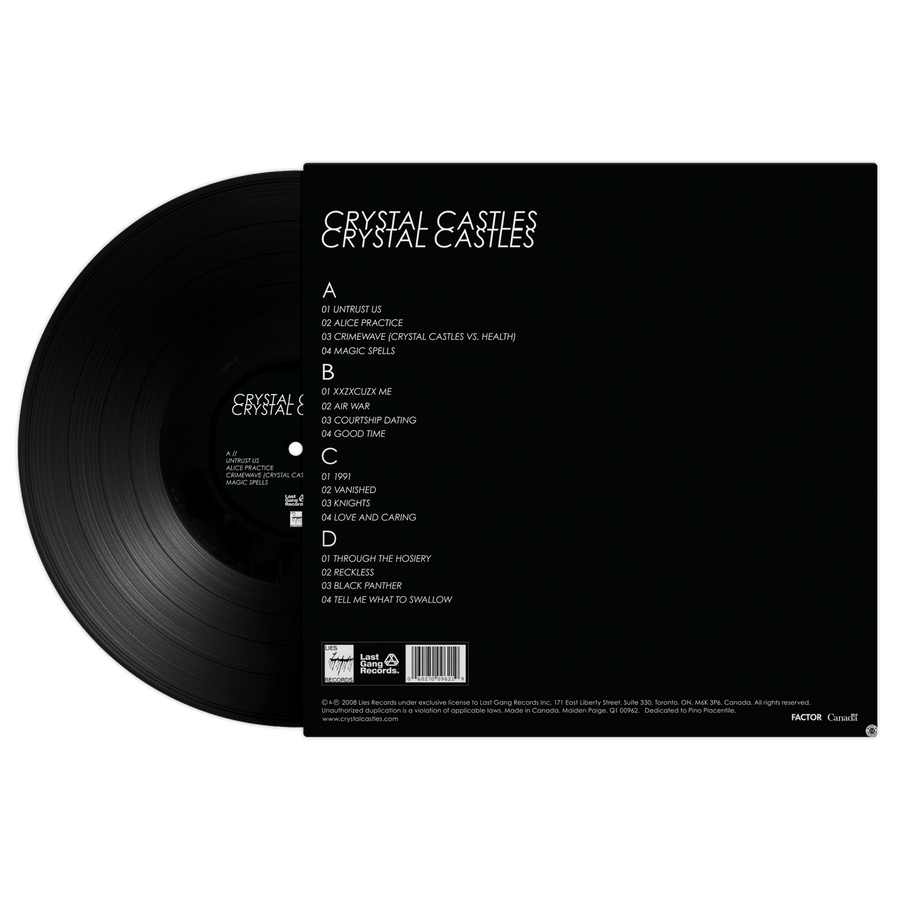 Portada del vinilo de Crystal Castles por Oh My Cd!, con arte y detalles del diseño en la portada del álbum.