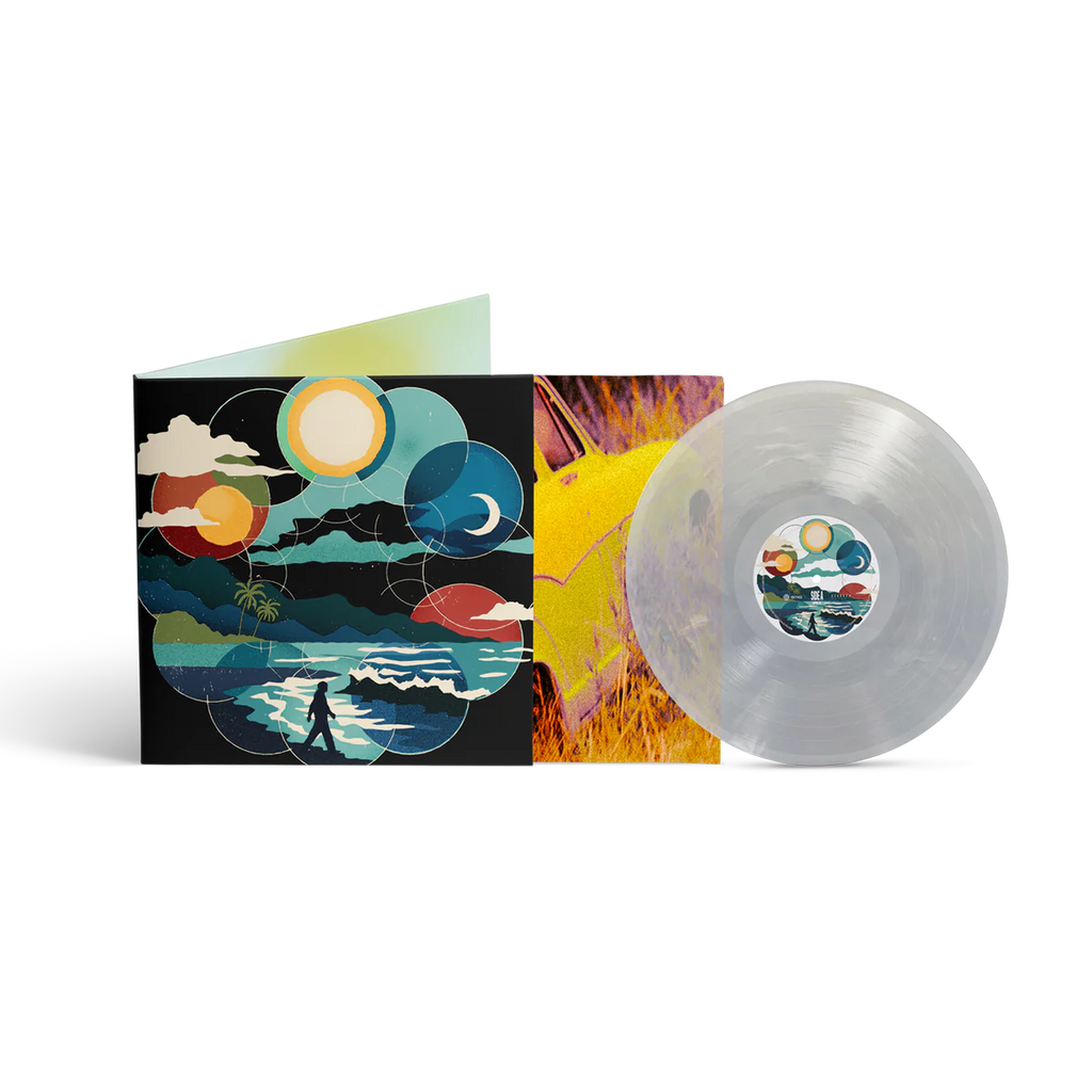 Vinilo de Louis Tomlinson, How Did I Get Here? en color mármol blanco y transparente, con portada alternativa y diseño exclusivo.
