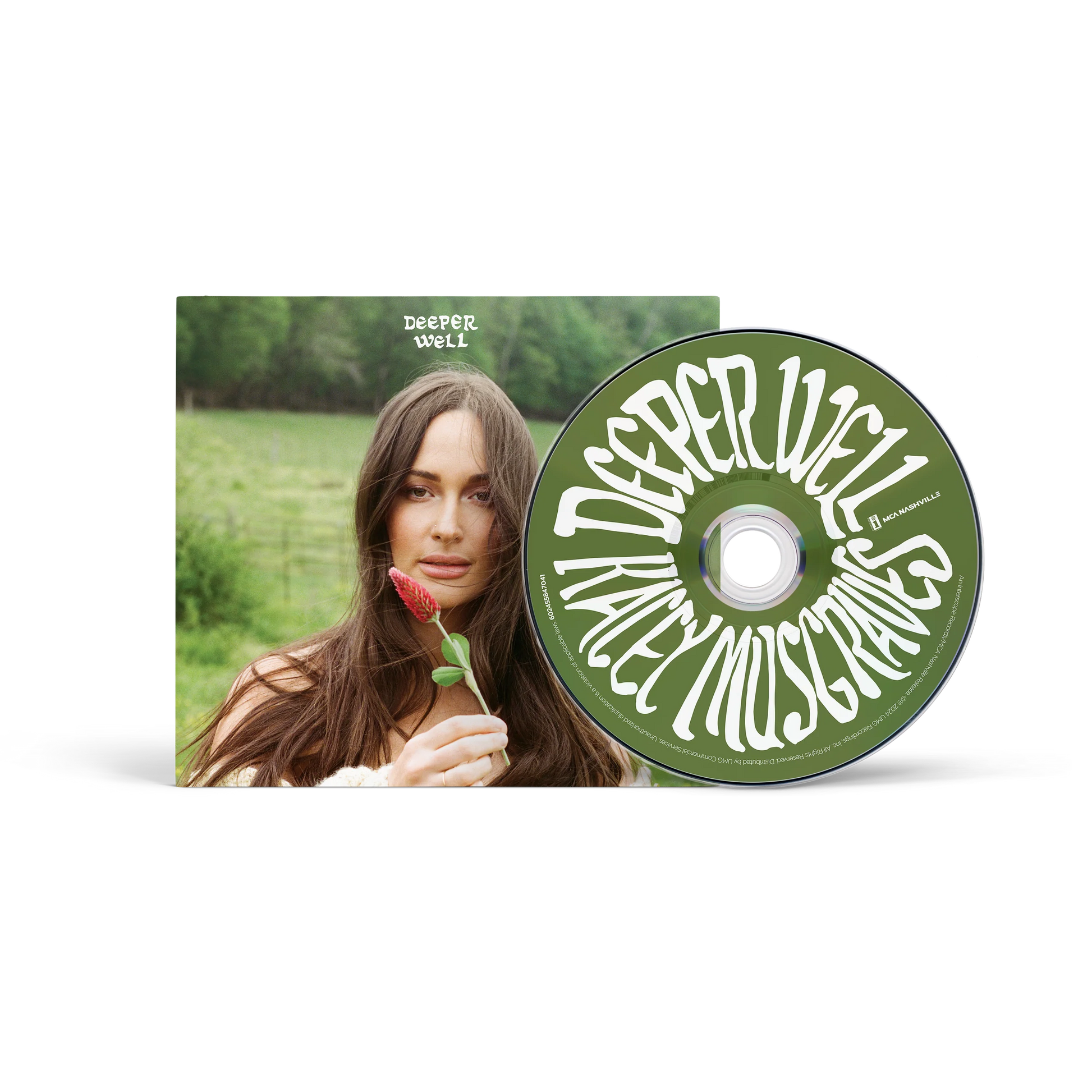 Imagen del digipak del CD "Deeper Well" de Kacey Musgraves, con diseño transparente y arte en la portada.