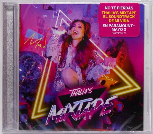 Portada del CD Thalía – Thalía’s Mixtape de la marca Oh My CD!, con arte colorido y la imagen de la artista en la portada.