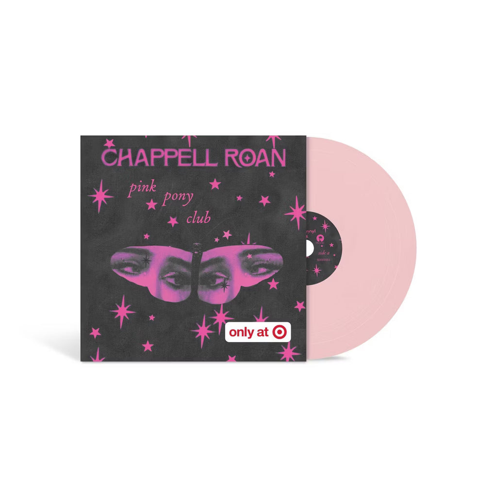 Mini vinilo de 4 pulgadas de Chappell Roan, Pink Pony Club / Naked In Manhattan, en exclusiva de Target, con portada colorida.