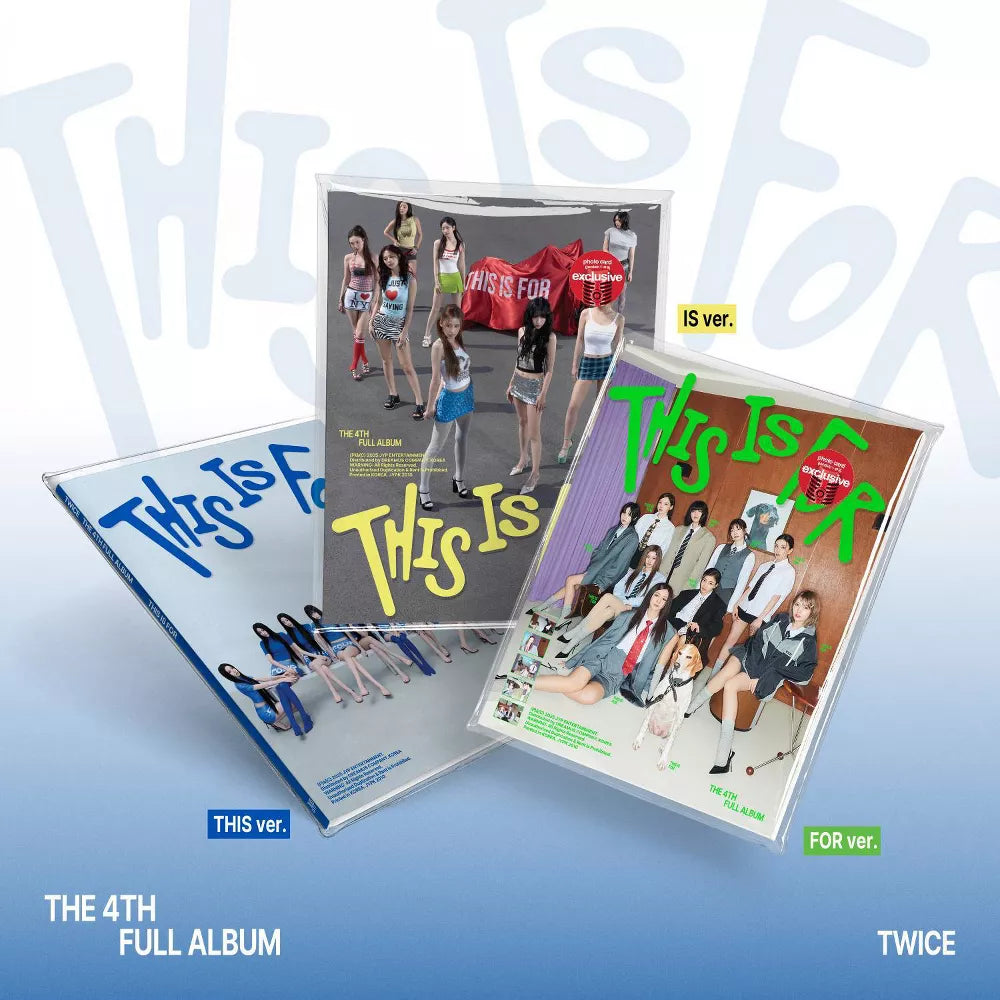 Portada del CD "This Is For" de TWICE, edición exclusiva de Target, en la imagen se ve la portada del álbum con arte del grupo.