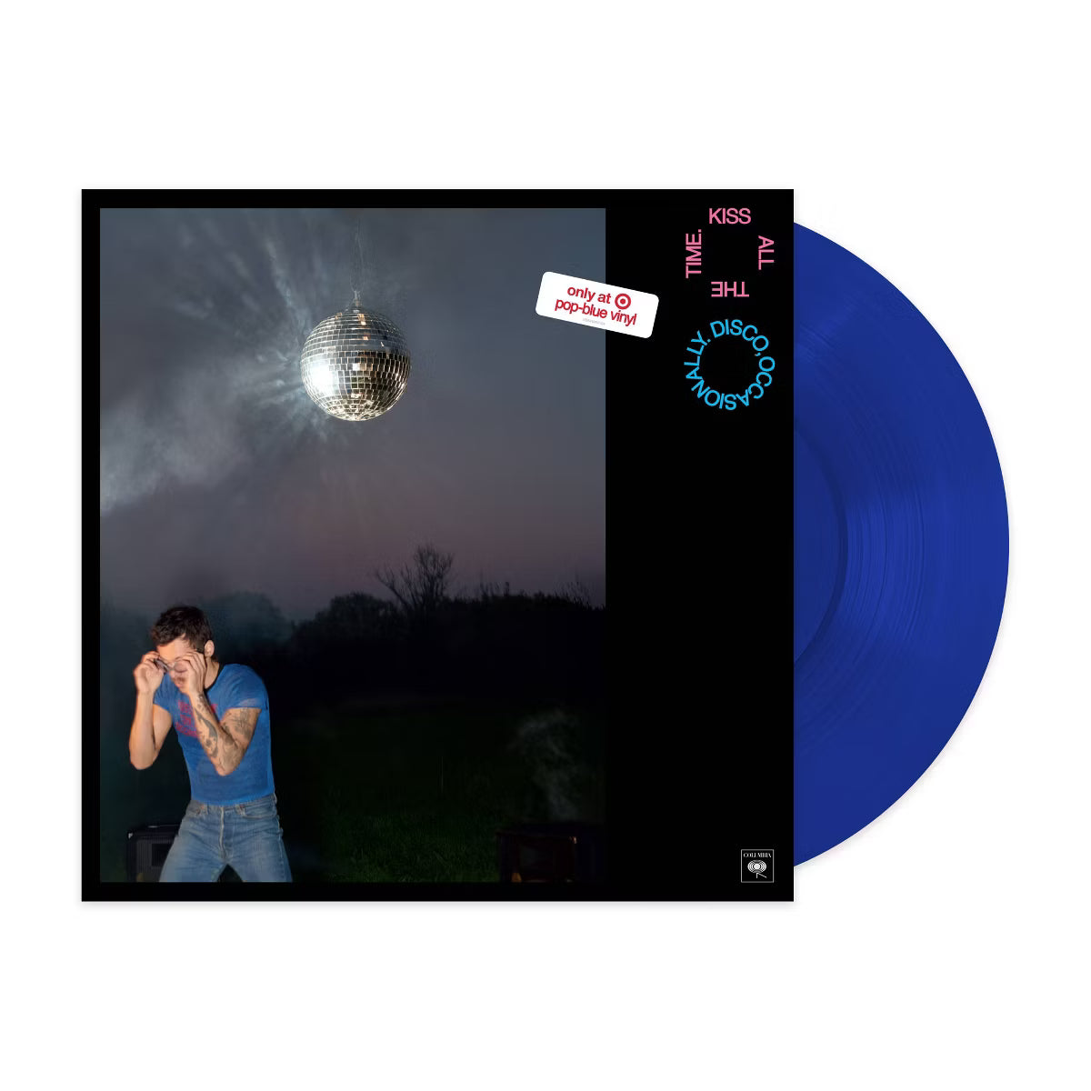 Vinilo azul pop de Harry Styles "Kiss All The Time" en edición exclusiva de Oh My Cd! con portada de disco brillante y diseño vibrante.