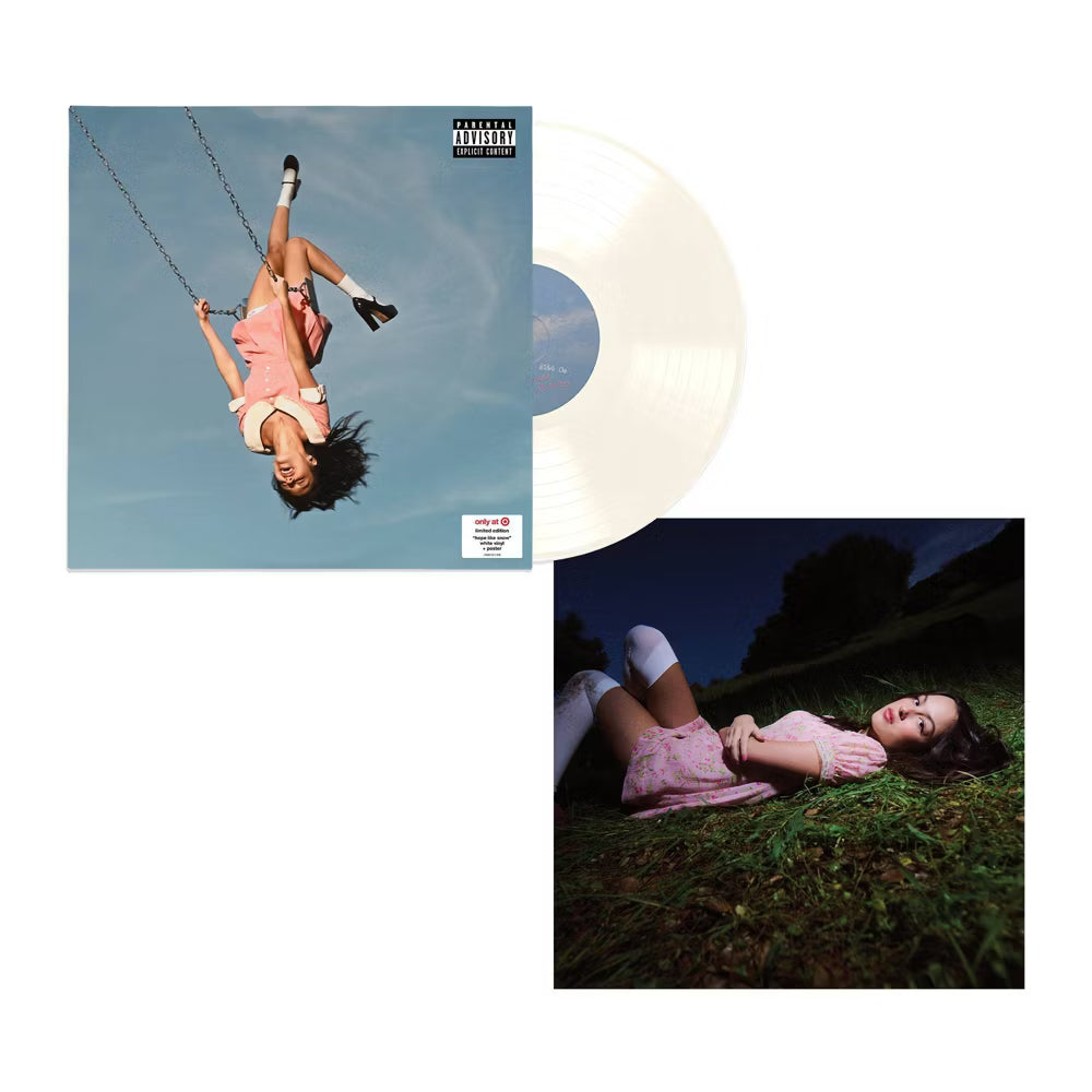 Vinilo blanco de "Hope Like Snow" de Olivia Rodrigo, edición exclusiva de Target, en funda con arte de la portada del álbum.