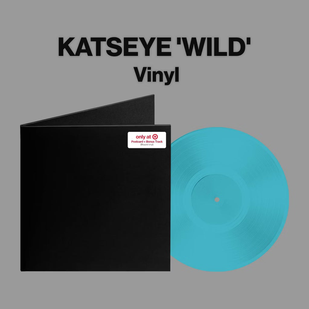 Vinilo de KATSEYE – WILD de la marca Oh My Cd! con diseño exclusivo Blizzard y pista extra, visible en la portada del álbum.