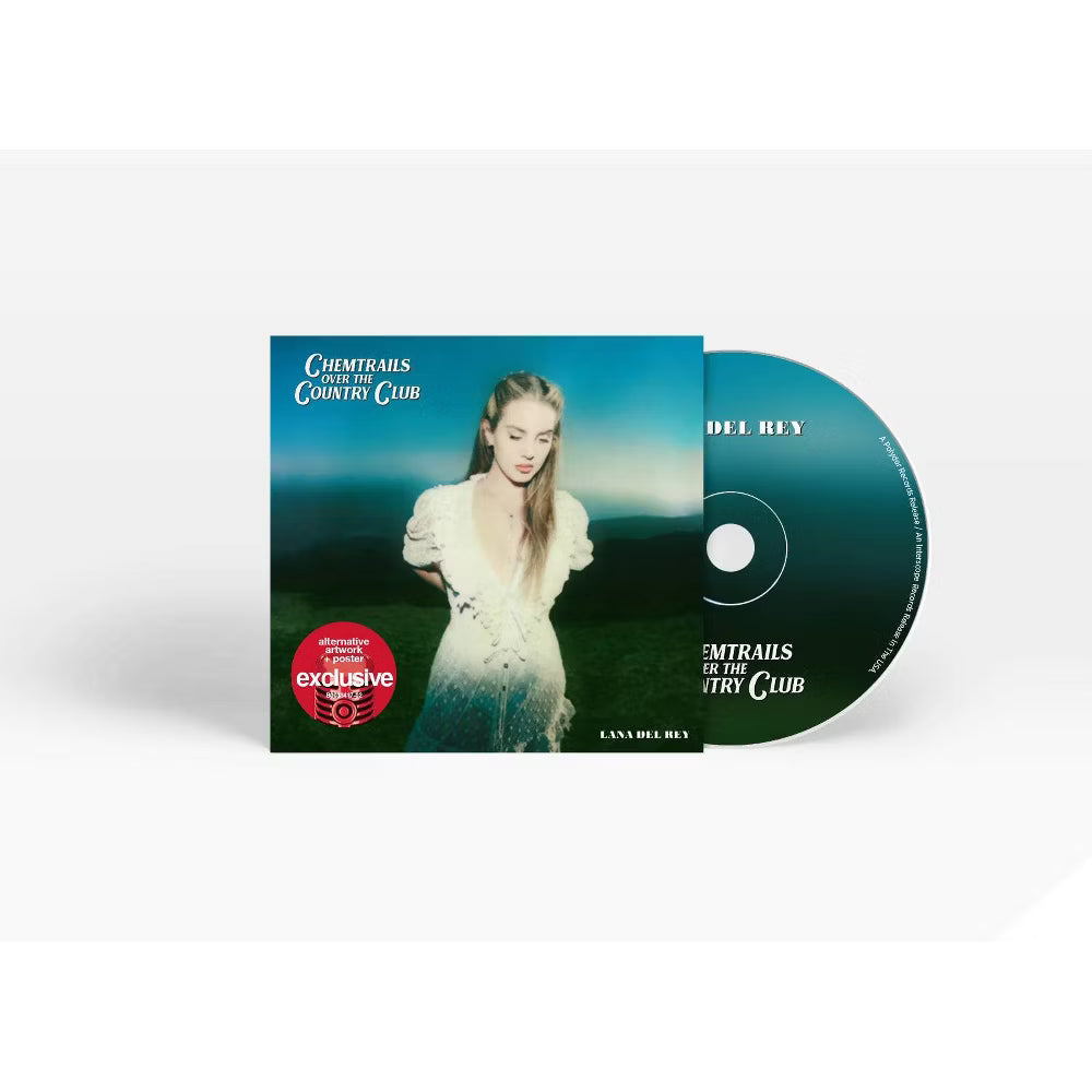 Portada del CD "Chemtrails Over the Country Club" de Lana Del Rey, exclusiva de Target, con diseño artístico y título visible.