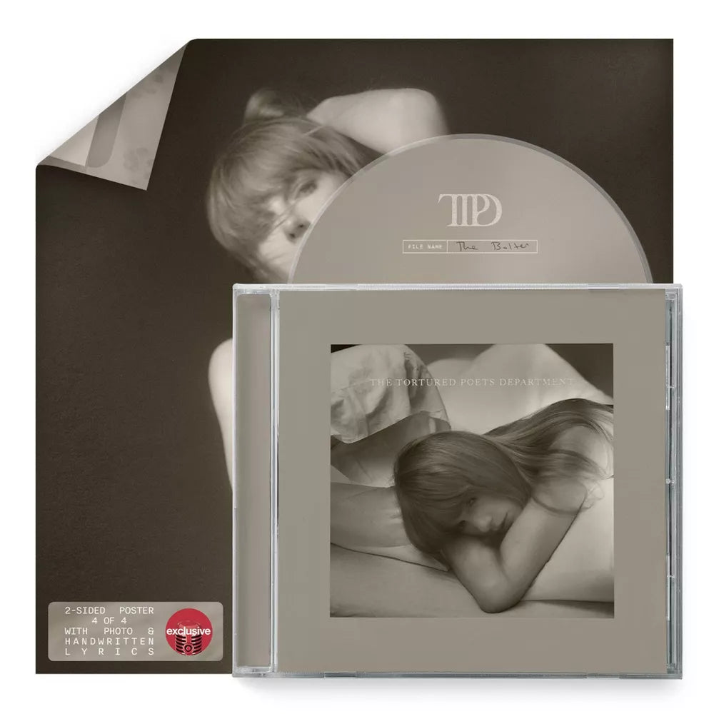 Portada del CD "The Tortured Poets Department" de Taylor Swift con pista extra “The Bolter”, en diseño de la edición exclusiva.