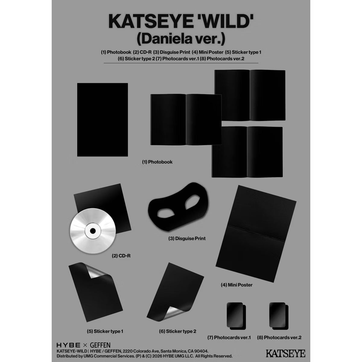 Imagen del CD KATSEYE – WILD de Oh My Cd!, portada con arte de estilo salvaje y corazón, en versión exclusiva Wild Heart.