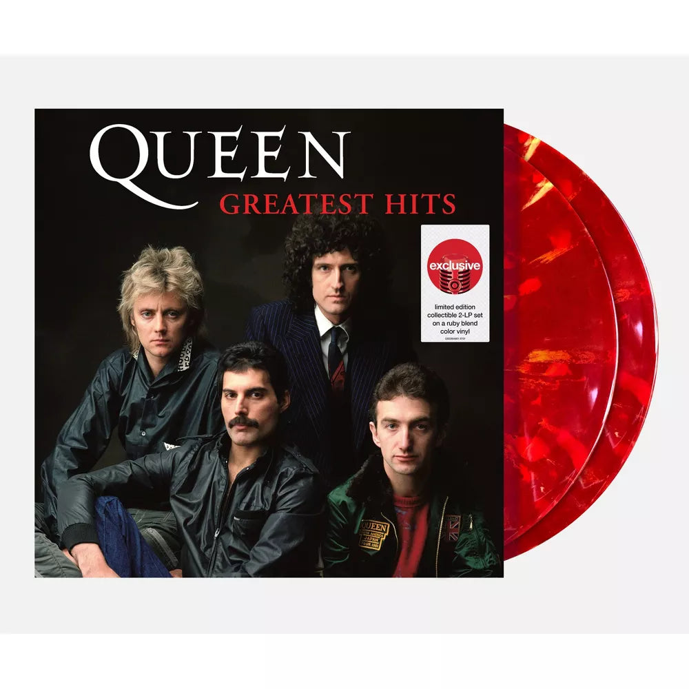 Vinilo de Queen - Greatest Hits de la marca Oh My Cd!, edición exclusiva en Target, muestra la portada del álbum en la imagen