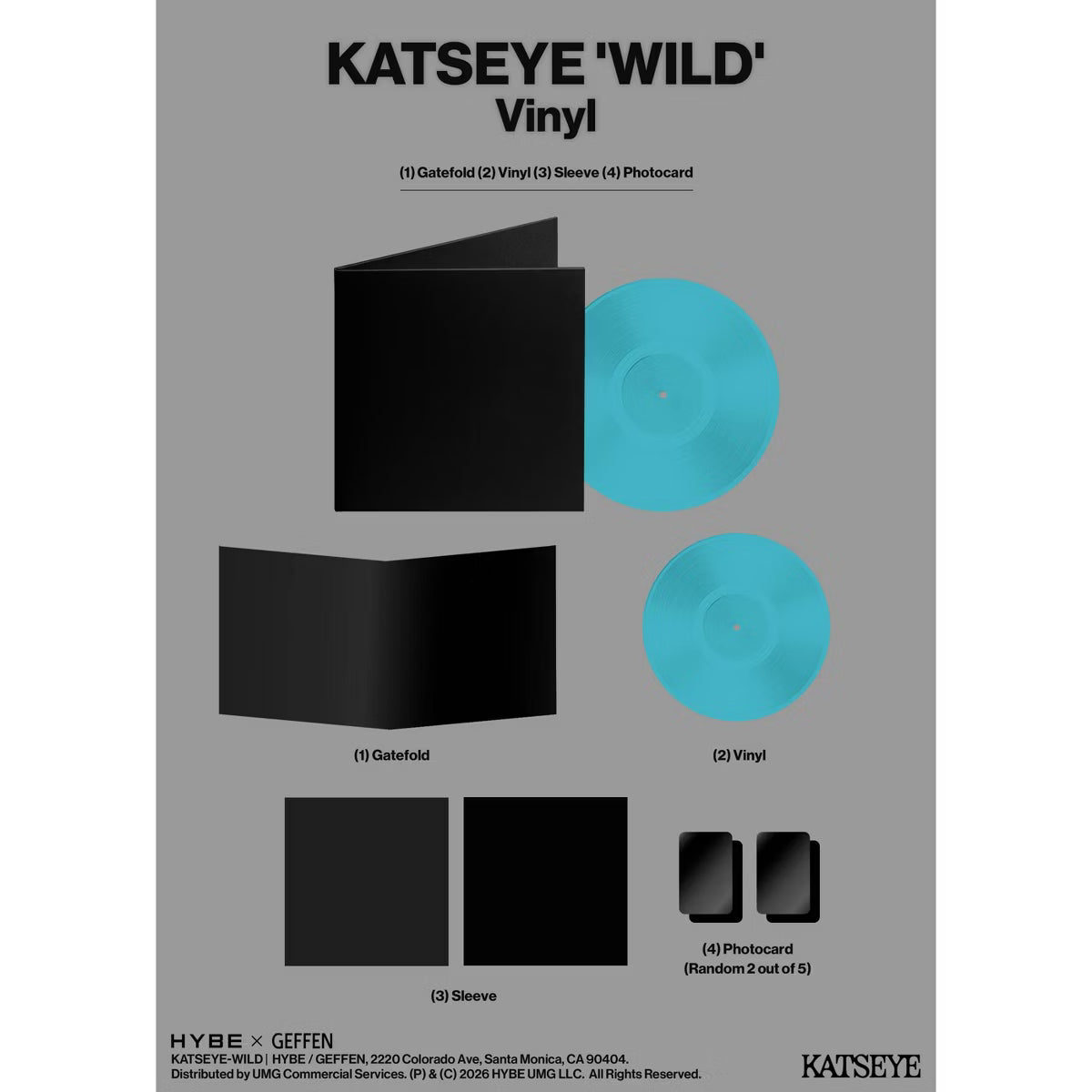 Vinilo de KATSEYE – WILD de Oh My Cd!, edición Blizzard con portada de vinilo y pista bonus, imagen del álbum en portada.