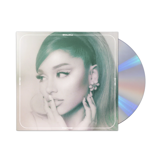 Portada del CD de Ariana Grande "Positions" en versión deluxe, con arte de la artista en la portada del álbum.