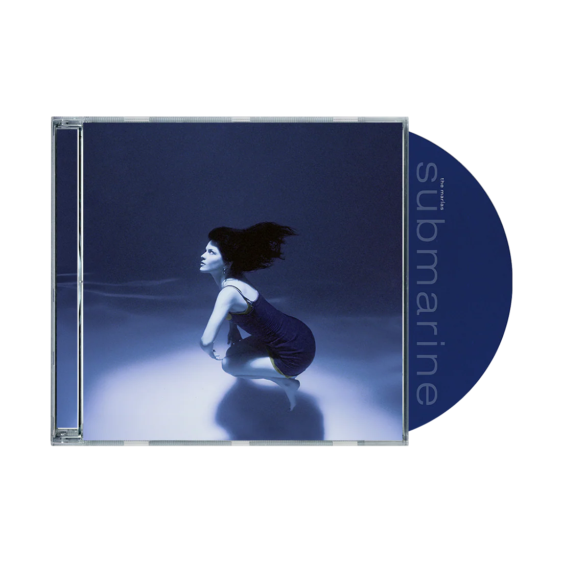 Carátula del CD "Submarine" de The Marias en caja de joya, con arte ilustrado en tonos oscuros y detalles artísticos.