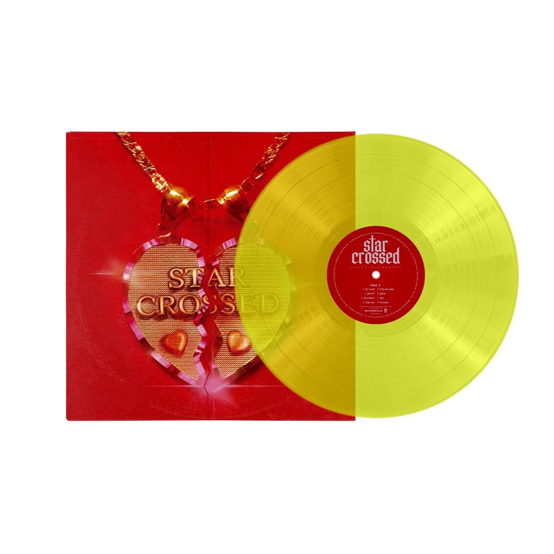 Vinilo color sorpresa de Kacey Musgraves, álbum star-crossed, con diseño artístico y colores vibrantes, en la portada del disco.