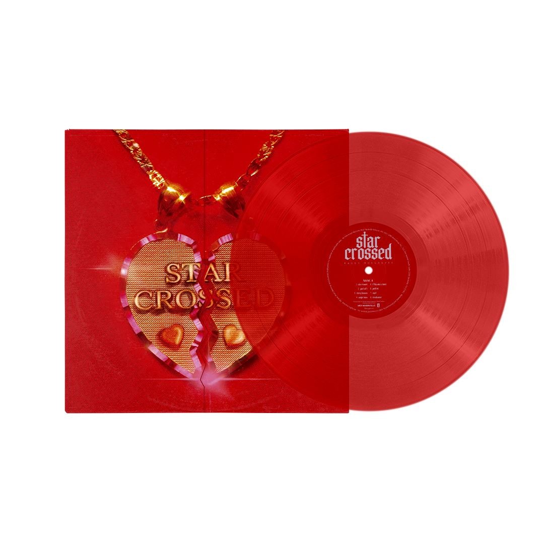 Vinilo de color sorpresa de Kacey Musgraves, álbum star-crossed, con portada artística y detalles visuales llamativos.